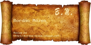 Bordás Mózes névjegykártya